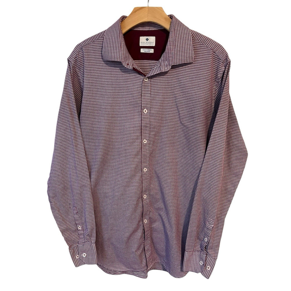 Ryan Seacrest Mens Dress Shirt Slim Fit 16.5 34/35 Check